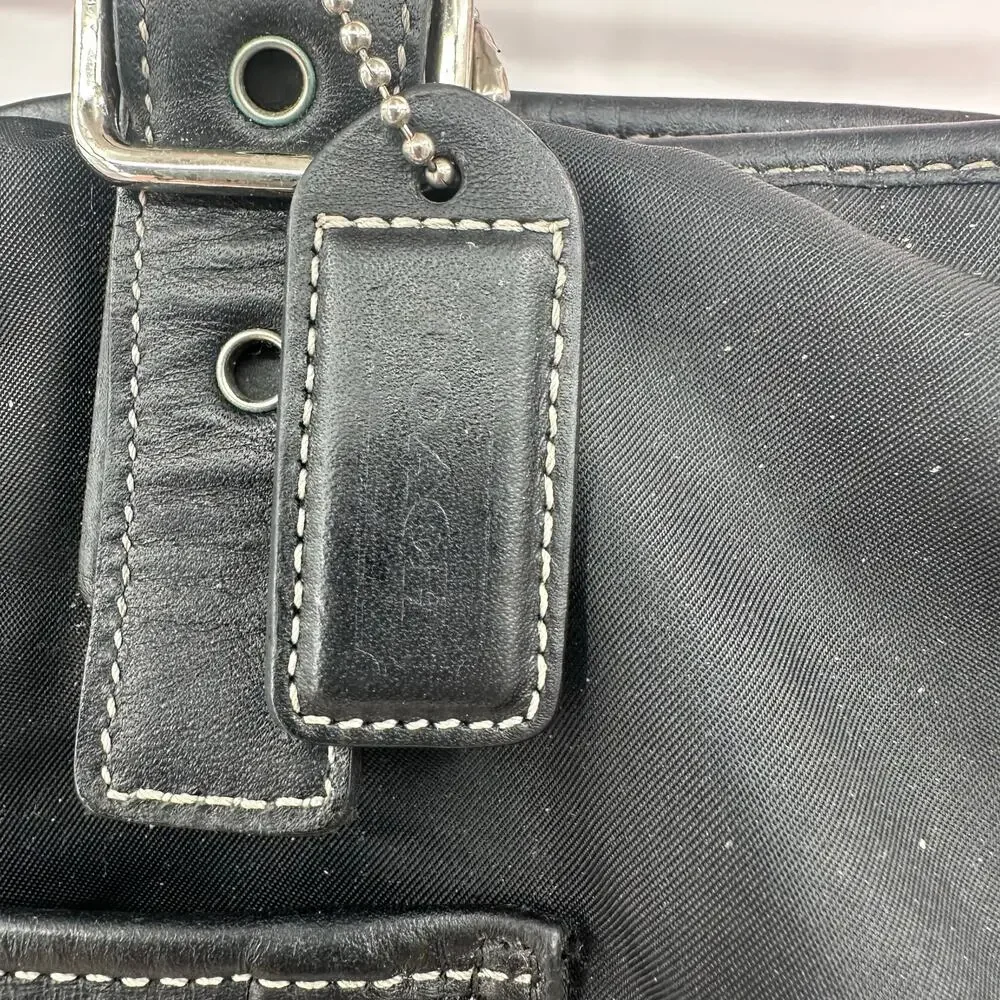 Coach Black Handbag Purse Shoulder Bag Tote Buckled Straps Worn Needs Love‎
